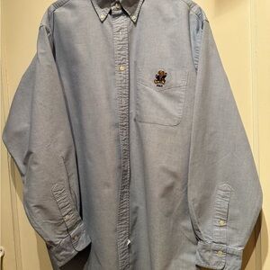 Polo by Ralph Lauren Men's Blue Large Shirt with Polo Bear on pocket